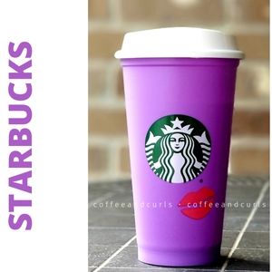 LAST💋Starbucks Purple Reusable Cup W/Changing Lips 16oz Grande 2021